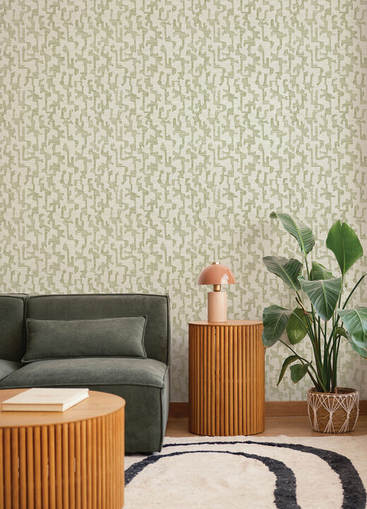 Cipher Moss Geometric Faux Grasscloth Wallpaper