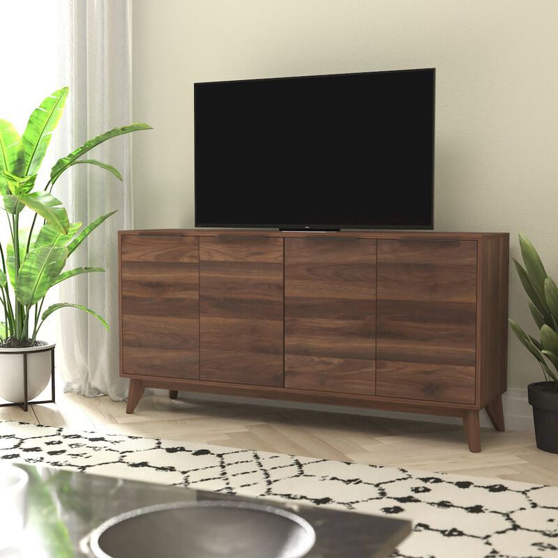 Flash Furniture 60 in 4 Door Storage Buffet Sideboard, TV Stand for up to 64" TV's, Dark Walnut image number 5