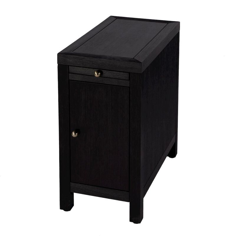 Butler Specialty 12 in. W Rectangular Wood 1 Door Narrow End Table with Pull-Out Tray, Coffee