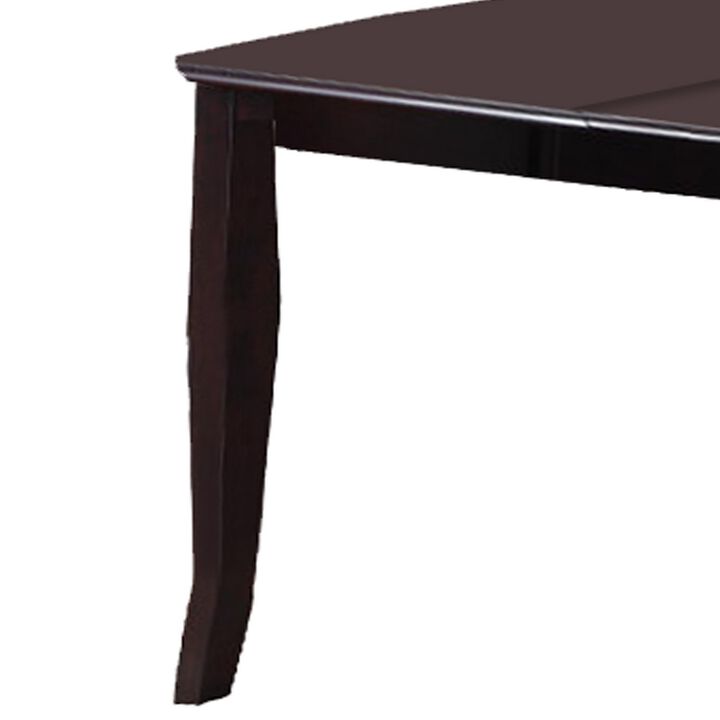 Rectangular Wooden Dining Table with Butterfly Leaf and Tapered Legs, Brown-Benzara