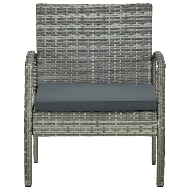 vidaXL Garden Chair with Cushion Poly Rattan Gray