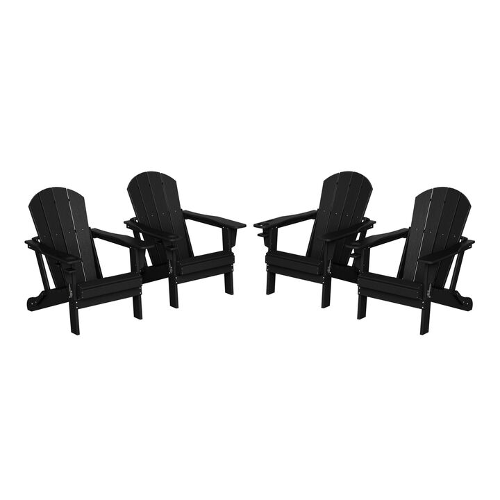 WestinTrends Outdoor Patio HDPE Resin Folding Adirondack Chairs With Cup Holder and Phone Holder (Set of Four)