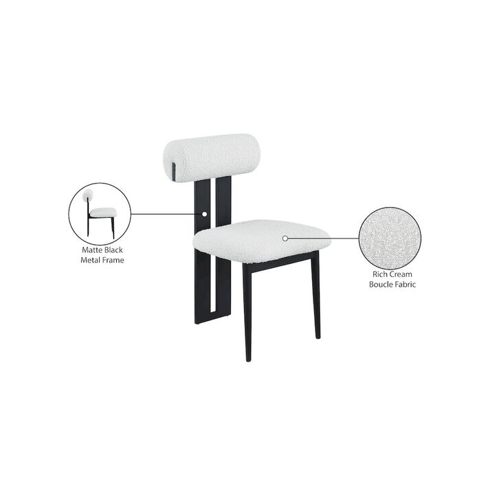 Meridian Furniture Dario Cream Boucle Fabric Dining Chair, Set of 2