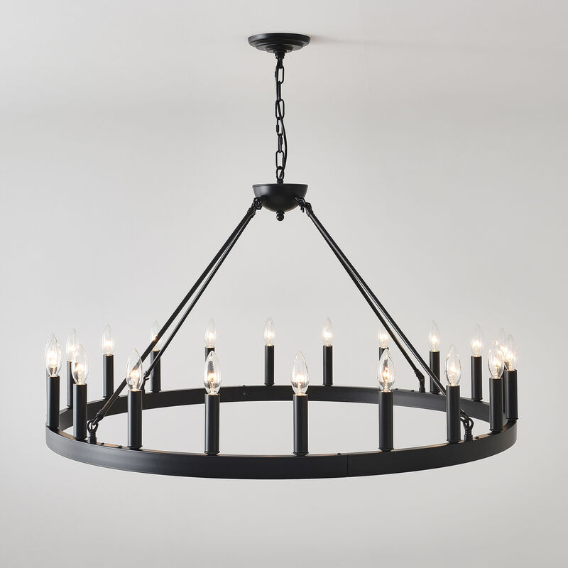 ELEMENT ACE 20-Light Extra Large Wagon Wheel Chandelier for High Ceilings, Ideal for Dining Room, Living Room, Kitchen, Bedroom and Porch Indoor Hanging Lighting image number 4
