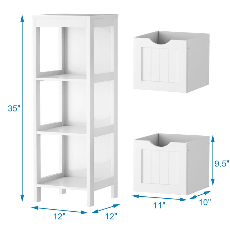 Costway Floor Cabinet Multifunction Bathroom Storage Organizer Rack w/2 Drawers
