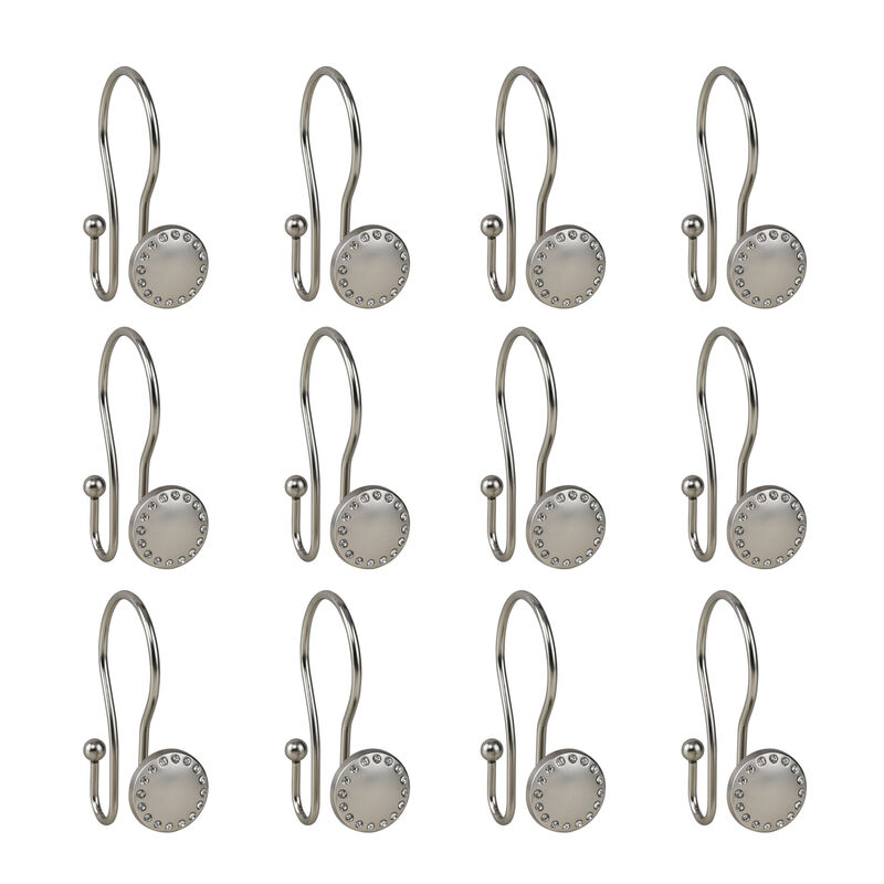 Metal Double Shower Curtain Hooks, Set of 12 image number 4