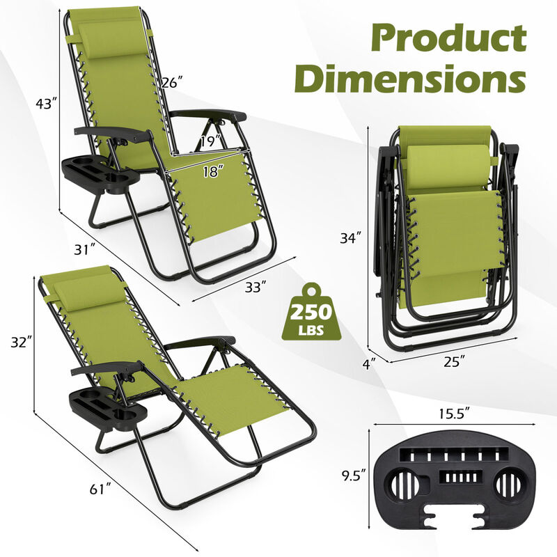 Outdoor Zero Gravity Chairs with Cup Holder and Adjustable Back image number 2