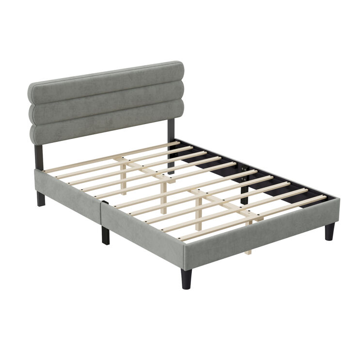 Queen Bed Frame with Headboard, Sturdy Platform Bed with Wooden Slats Support, No Box Spring, Mattress Foundation, Easy Assembly