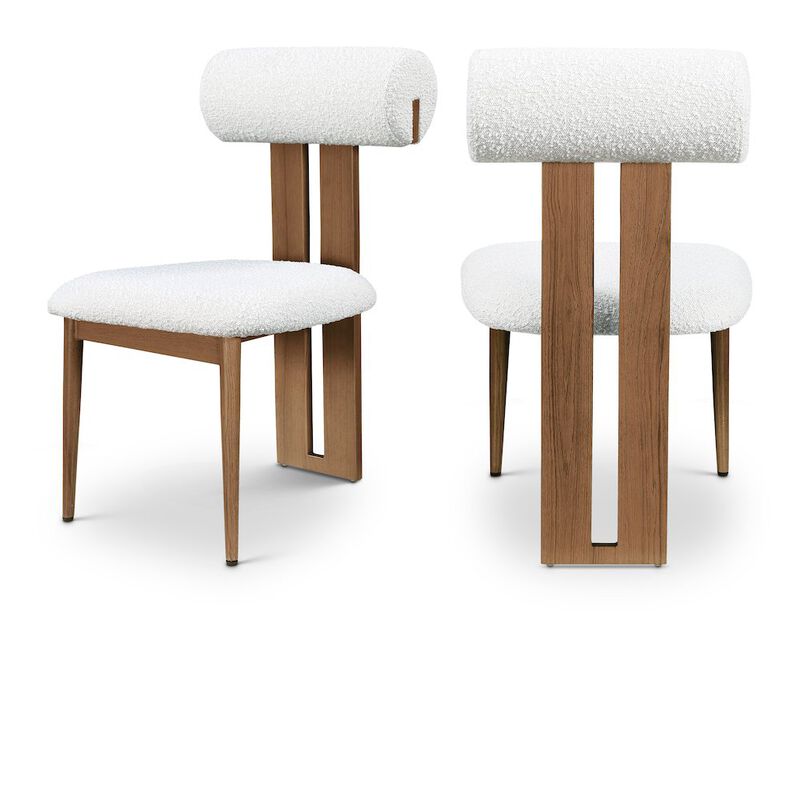 Meridian Furniture Dario Cream Boucle Fabric Dining Chair, Set of 2