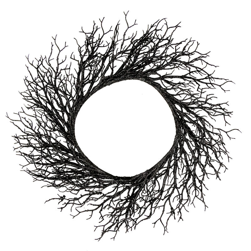 Black Twig Artificial Halloween Wreath  24-Inch  Unlit image number 0