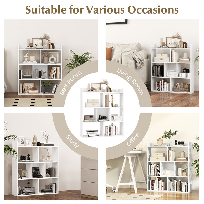 7-Cube Storage Bookshelf with Open Back Design and Anti-Tip Hardware