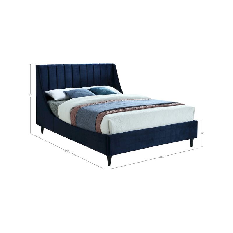 Meridian Furniture Eva Navy Velvet Queen Bed