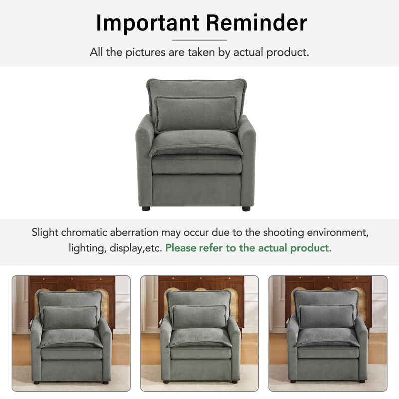 Merax Faux Fur Single Accent Armchair with Double-Layer Cushion image number 5