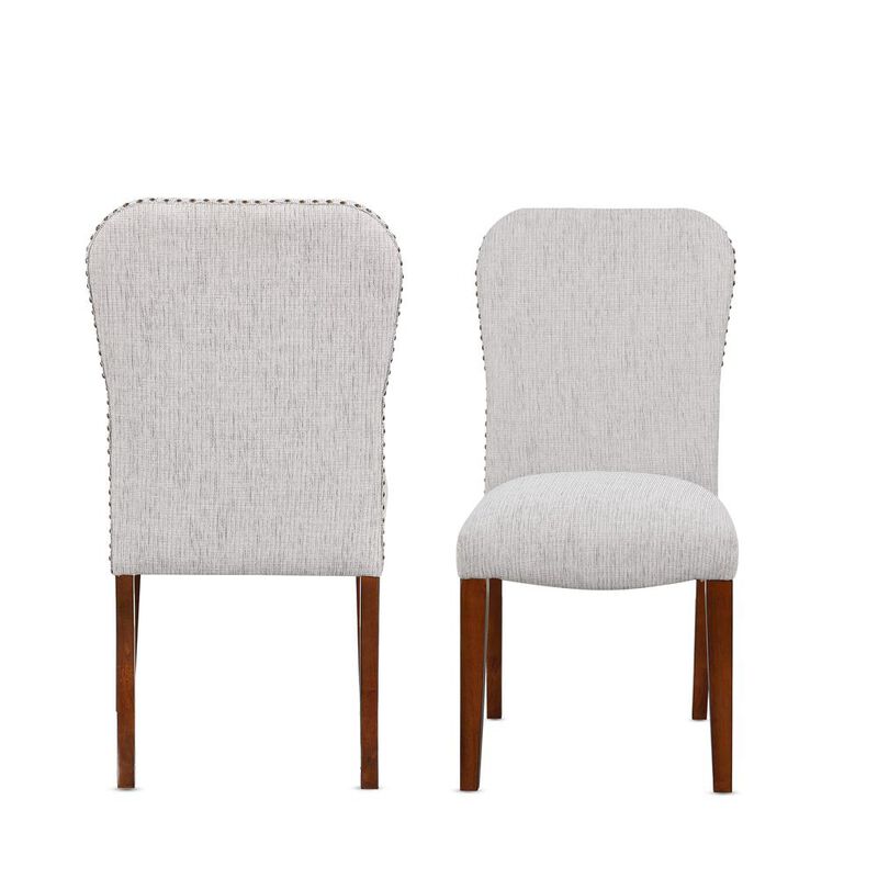 Comfort Pointe Salina Sea Oat Dining Chair in Performance Fabric with Nail Heads - set of 2