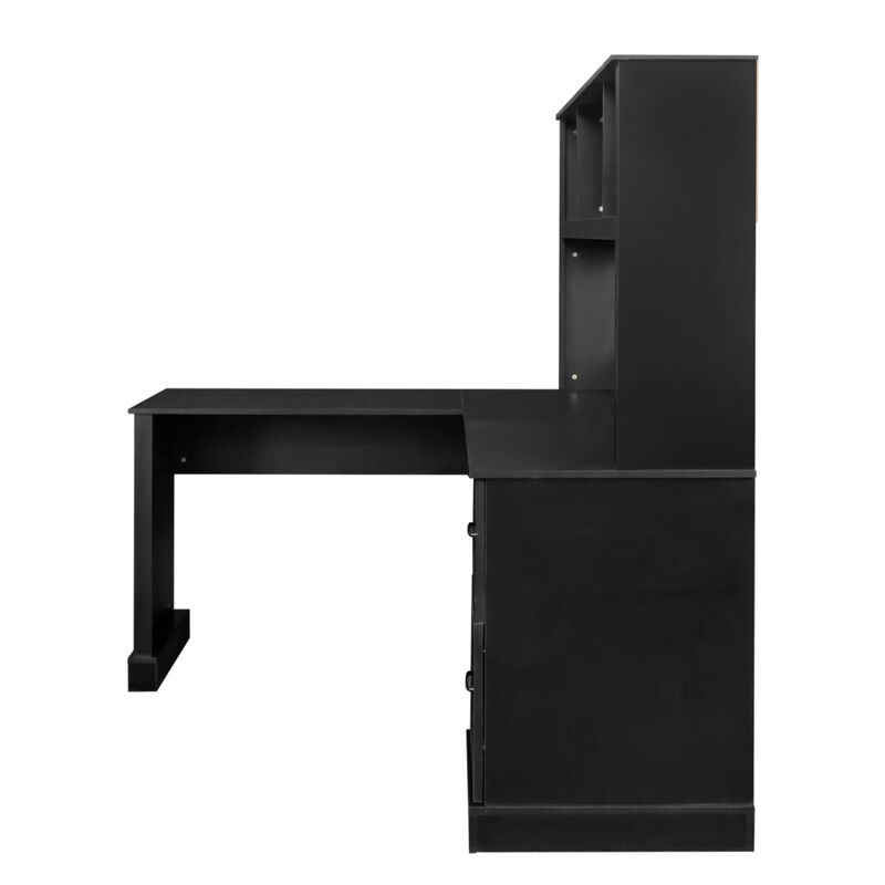 Streamdale Home Office Computer Desk With Hutch, Antiqued Finish image number 5