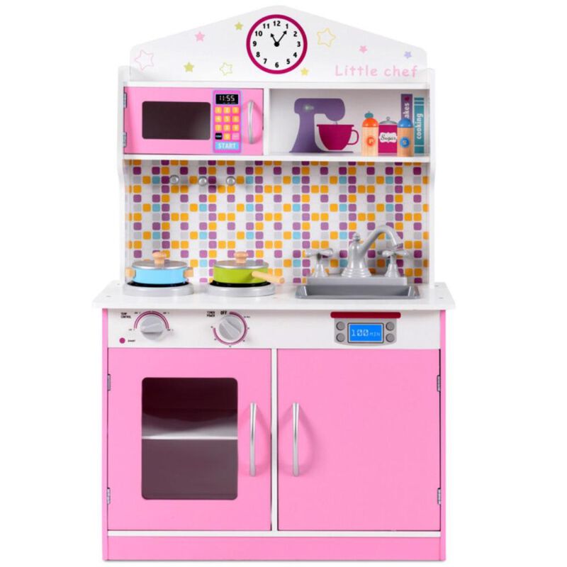 Hivvago Kid's Wooden Pretend Cooking Play Kitchen Set