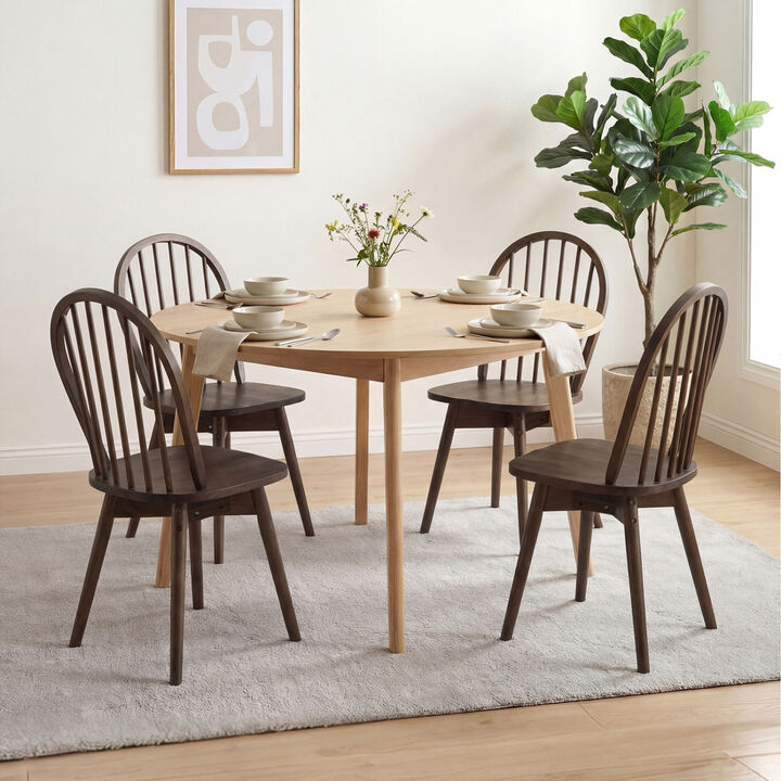 Set of 4 Swivel Windsor Dining Chairs with Solid Rubberwood Frames