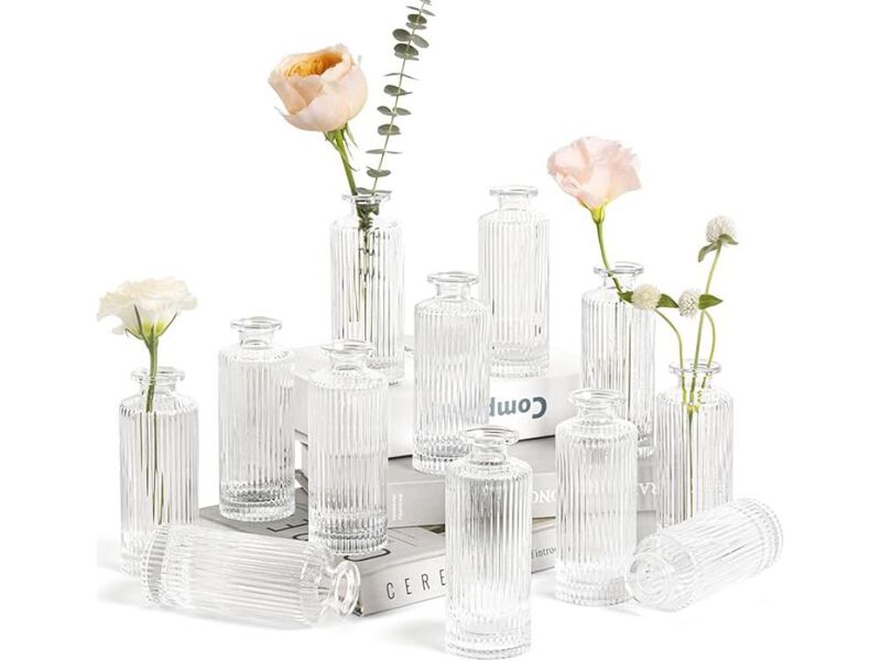 Set of 32 Clear Glass Bud Vases &ndash; Mini Centerpieces for Rustic Wedding & Home D&eacute;cor image number 0
