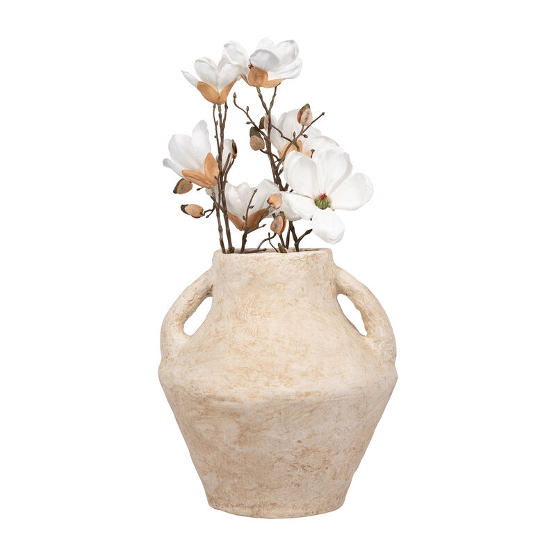 Paper Mache, 14" Vase With Handles, White image number 3