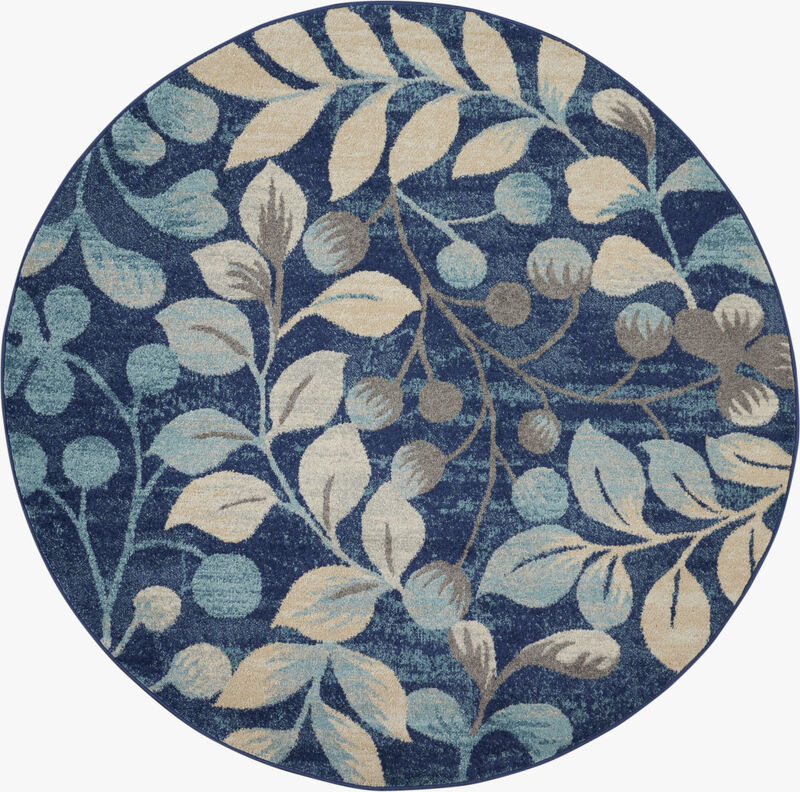 HomeRoots Botanical Leaves Round Rug image number 0