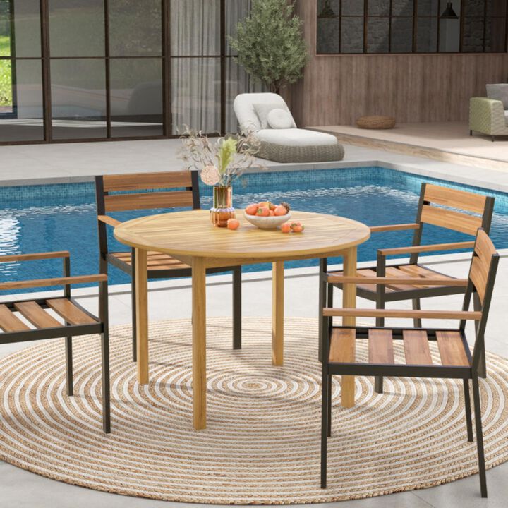 Hivvago 4-Person Large Round Outdoor Dining Table