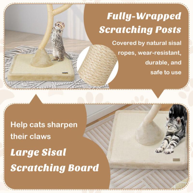 Hivvago 70 Inch Tall Cat Tree 4-Layer Cat Tower with 3 Perches and Dangling Balls