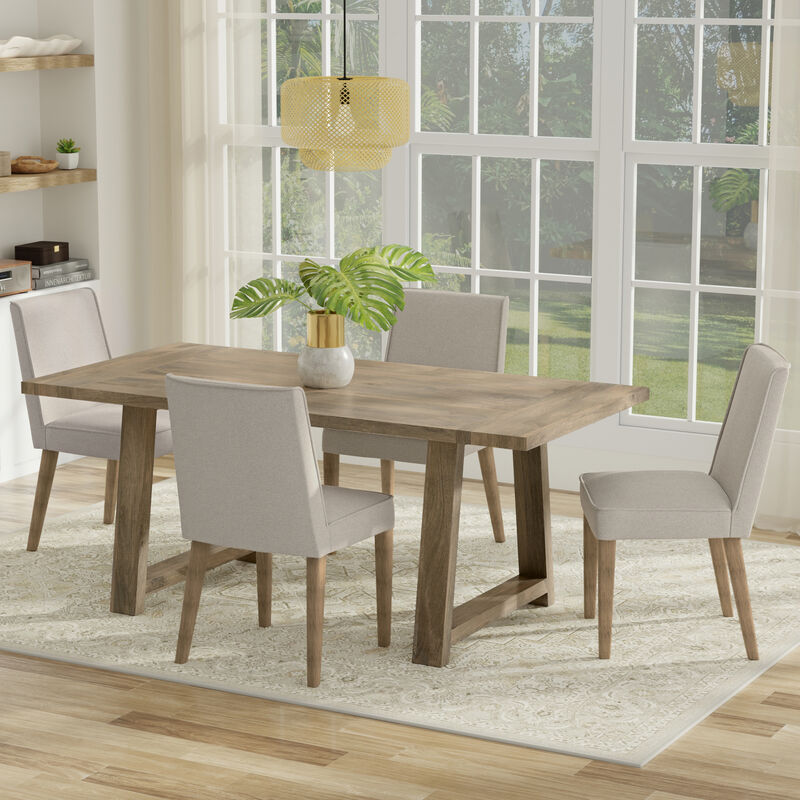 Whitley 72 inch Wide Solid Mango Farmhouse Dining Table in Grey Wash