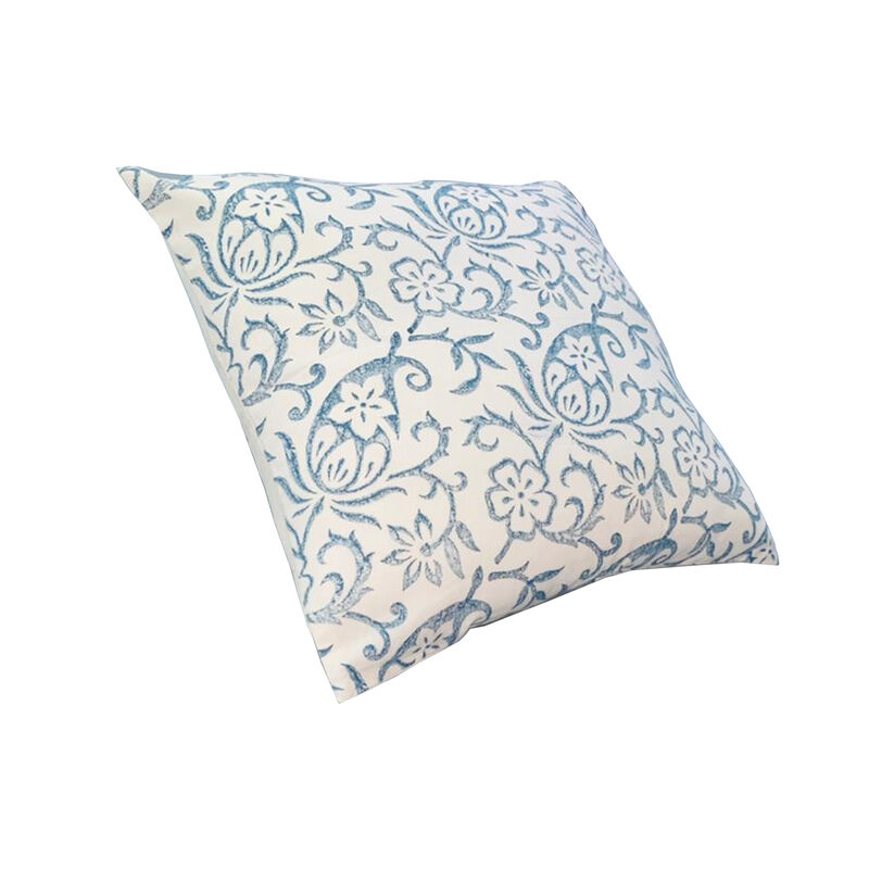 18 x 18 Square Accent Pillow, Paisley Floral Pattern, Soft Cotton Cover, Soft Polyester Filling, Blue, White