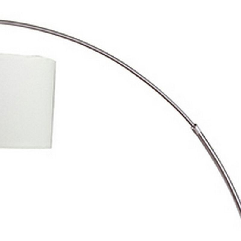 Floor Lamp with Curved Metal Frame and Drum Shade, Silver-Benzara