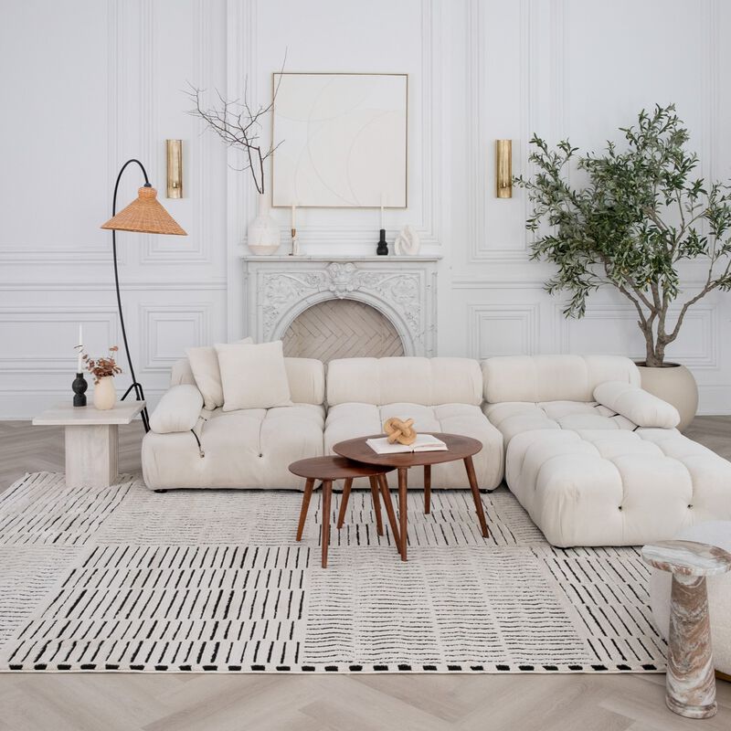 Rug Branch Kawa Modern Abstract Cream Black Indoor Area Rug