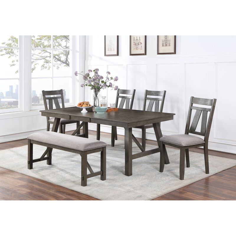 Dining Room Furniture 1x Bench Rich Dark Brown Finish Fabric Cushion Seat