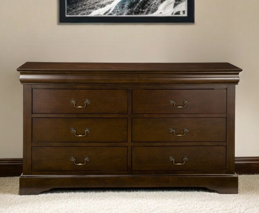 Solid Wood Six-Drawer Dresser for Bedroom Storage and Organization