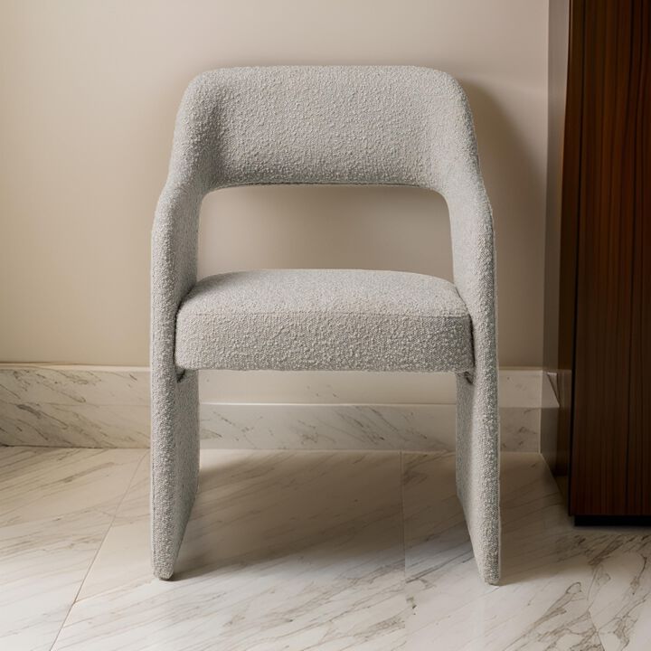 Cid Bistro 24 Inch Dining Chair, Light Gray Polyester, Cushions, Solid Wood - Benzara