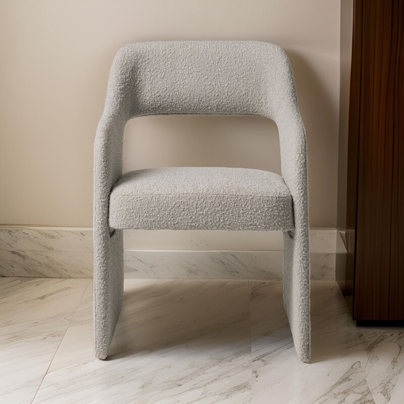 Cid Bistro 24 Inch Dining Chair, Light Gray Polyester, Cushions, Solid Wood - Benzara image number 1