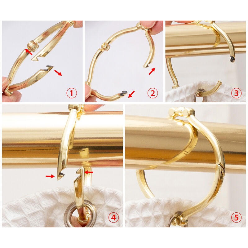 Zinc Shower Curtain Hooks, Set of 12 image number 8