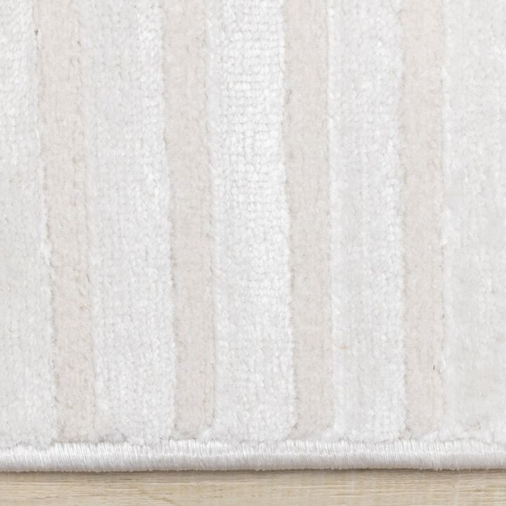 Novelle Home Logan Modern Curved Lines Soft Cream Textured Area Rug, 5'3 x 7'7