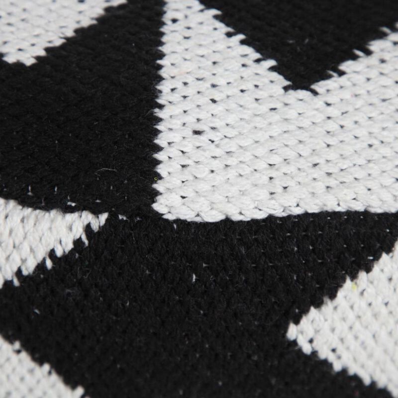 Hivvago 18 Inch Black Cylinder Chevron Pouf Ottoman