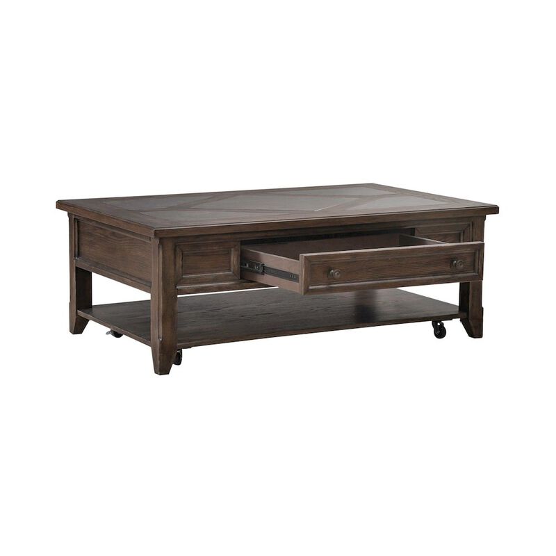 Liberty Furniture Living Room Rectangular Cocktail Table Traditional - Saddle Brown Oak Wood image number 6