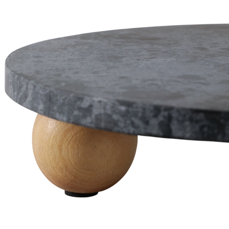 10" Marble Round Tray, Black image number 3