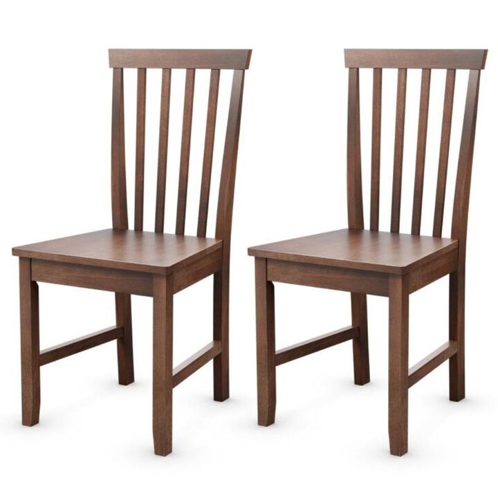 Hivvago Set of 2 Solid Wood Armless Mission Style Dining Chairs in Walnut Brown Finish