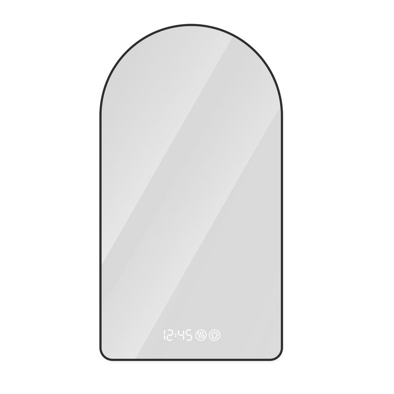 HomeRoots 48" Black Aluminum Arch Lighted Framed Anti Fog Bathroom Vanity Mirror image number 0
