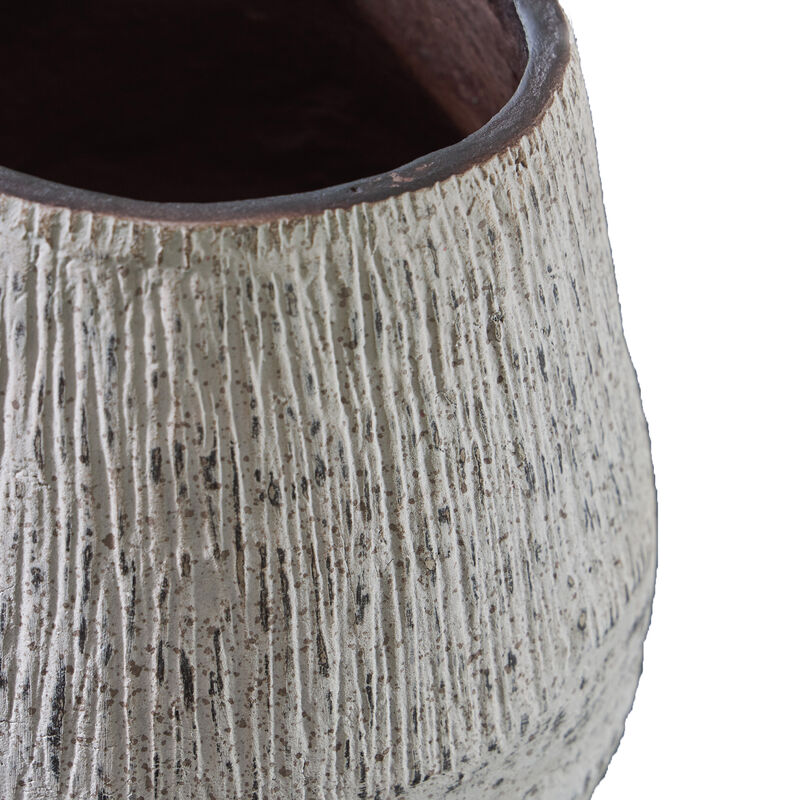 Mony 10 Inch Tabletop Decorative Flower Vase, Home Accessory, White Brown - Benzara