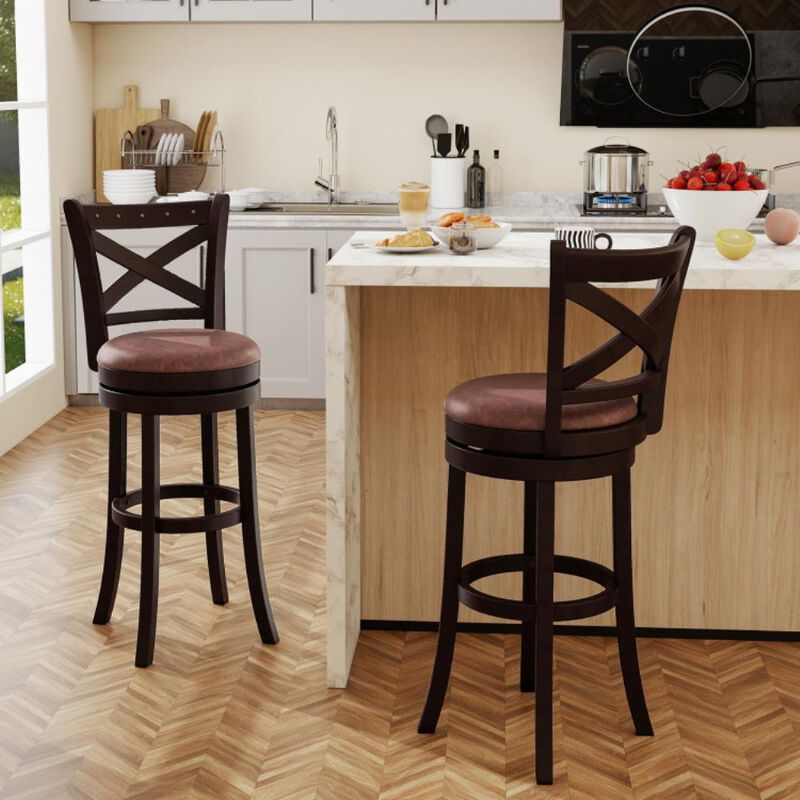 Hivvago Swivel Bar Stools Set of 2 Bar Chairs with Padded Seat