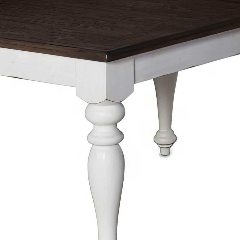 Barb Dining Table, White, Brown Mindi, Mahogany, Extendable 60-84 Inch image number 2