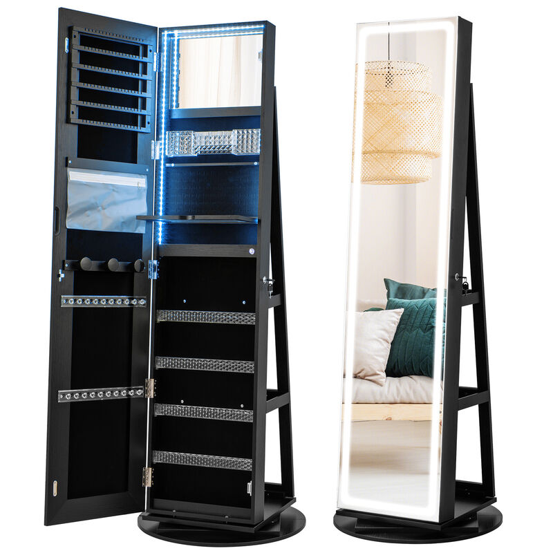 Standing Jewelry Cabinet with Adjustable LED Lights