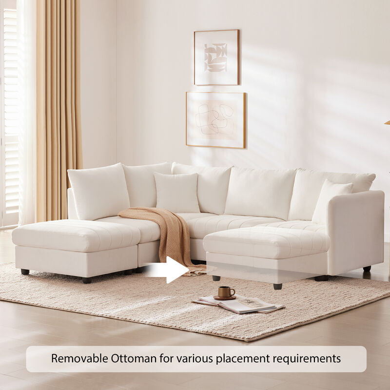 Merax 5-Seat Sofa Couch with Convertible Ottoman