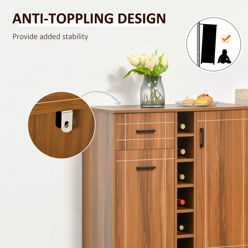 Wine Bar Cabinet Storage with Bottle Racks and Glass Holders for Living Room or Kitchen