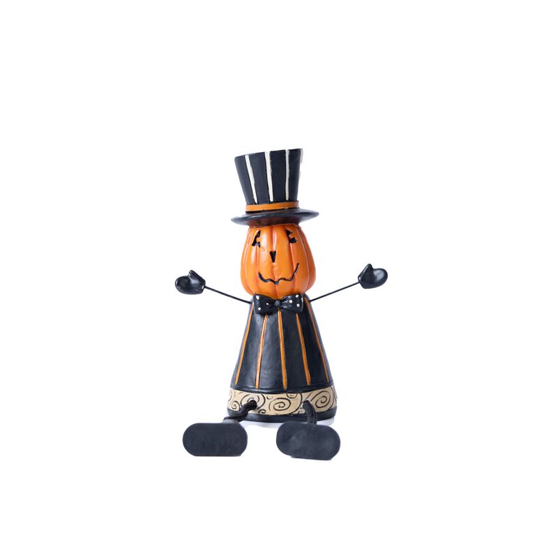 Halloween Pumpkin Shelf Sitter Set – 3-Piece Jack-o'-Lantern Decor for Fireplace Mantel, Table, or Window Ledge