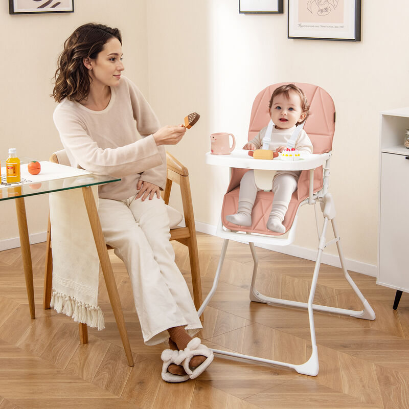 Compact Baby High Chair with Removable Adjustable Tray and PU Seat Cushion image number 1