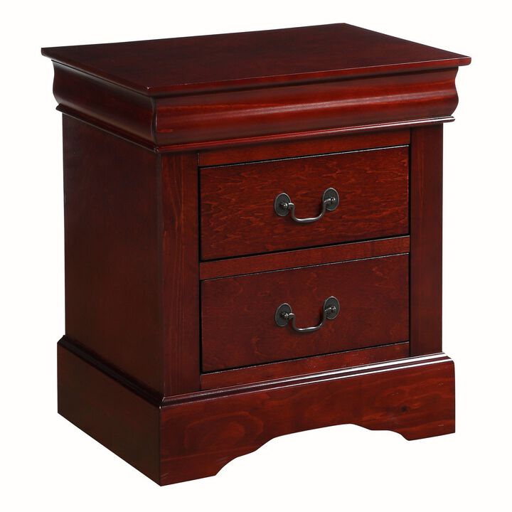 Traditional 2 Drawers wood Nightstand By Louis Philippe III, Brown-Benzara